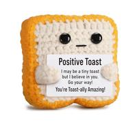 Positive Crochet Toast Good Luck Valentine's Day Mini Knitted Toast Emotional Support Doll Handmade Encouraging Collectible with Card Cute Funny Leavers Gifts for Women Him Her Kids Work Colleague