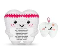 Positive Crochet Tooth with Keychain Emotional Support Crochet Tooth Doll, Handmade Positive Inspirational Plush Toy with Encouragement Card, Dental Hygienist Gifts & Cute Desk Room Decor