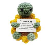 Positive Crochet Turtle - 10cm Crochet Turtle With Positive Messages, Mini Knitted Mascot With Encouraging Card, 20g Lightweight Body, Handwoven Soft Cotton Fibre Yarn For Mental Health Desk Decor
