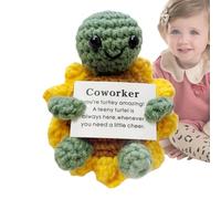 Positive Crochet Turtle, Inspirational Handmade Plush, Motivational Animal Toy, Cute Graduation Gift, Nurse Teacher Friend Accessory, Birthday Present for Girls Women Family and Daily Encouragement