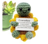 Positive Crochet Turtle - Motivational Yarn Animal Doll, Soft Amigurumi Display Piece, Encouraging Handmade Collectible | Thoughtful Present Idea For Friends Family Study Table Home Decoration