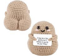 Positive Cute Potato,Emotional Support Potato with Card,Knitted Potato Plush Doll,Cute Potato,Inspirational Gifts for Women,Positive Cute Potato Crochet Doll,Good luck gift for friends,with Cloth Bag