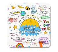 Positive Daily Affirmations Coasters, Funny Mental Health Drink Coasters with Anti-Slip Cork Backing, Thoughtful Positive Affirmation Gifts for Friends, Colleagues, Teachers