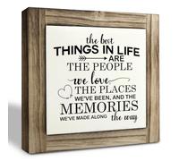 Positive Decor Sign, Box Wood Plaques Desk Décor, Farmhouse Style Home Decor, Family Room Decor, Bestie Gift, The Best Things in Life are the People We Love, The Places We're Been and the Memories