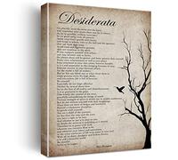 Positive Desiderata Poem Wall Art Canvas Print Vintage Poster Framed Motivational Minimalist Modern Painting for Home Wall & Tabletop Decor