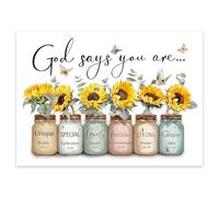 Positive Diamond Art Kits, God Says You Are 5D Diamond Painting, Inspirational Bible Verse Dimond Art for Adults, Religious Scripture Encouragement Gifts for Women, Bedroom Home Decor, 30x40cm