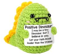Positive Dinosaur Doll, Inspirational Positive Crochet Animals with Encourage Card, Positive Gifts Emotional Support Gift, Funny Emotional Support Plush Dinosaur for Friend Family