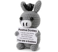 Positive Donkey Crochet Plush - You are a Badass Funny Affirmation Gift - Pocket Desk Buddy for Coworkers, Friends, Graduation, Birthday, Retirement, Just Because