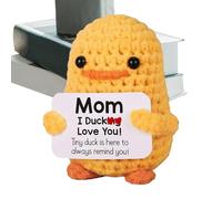 Positive Duck Crochet,Motivational Crocheted Doll - Inspirational Doll Handmade for Kids Teens Adults Travel Desk Dressing Table Nightstand Bedside Bookshelf Home Nursery Collectors