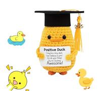 Positive Duck Graduation Gifts for Her 2025,Positive Crochet School Emotional Support Gift Exam Cute funny Blessing Plush Doll Good Luck Duck With Positivity Card Handmade Dolls for Teacher Friends