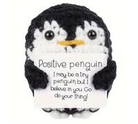 Positive Emotional Support Penguin, Positive Penguin, Emotional Support Gifts, Handmade Knitted Doll with Positive Affirmation Cards, Birthday Gifts for Women, Men, Friends (Black)