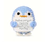 Positive Emotional Support Penguin, Positive Penguin, Positive Gifts, Emotional Support Gifts, Handmade Knitted Doll with Positive Affirmation Cards, Birthday Gifts for Women, Men, Friends (Blue)