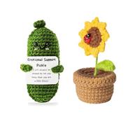 Positive Emotional Support Pickle Sunflower Gift Box, Emotional Support Gifts, Crochet, Handmade Knitted Doll with Positive Affirmation Cards, Birthday Gifts for Women