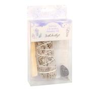 Positive Energy Cleansing Smudge Kit with Amethyst Crystal, White Sage, Palo Santo, and Selenite Wand - Something Different Wholesale