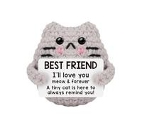 Positive Energy Hand Crochet Cat Doll - Mini Animal Creative Gift | 7x6x5cm Polyester Knitted Cat | Cute Desk Companion Girlfriends Sisters Young Adults