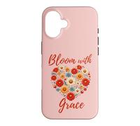 Positive Floral Heart Inspiring Uplifting Faith-based Grace Case for iPhone 16