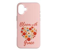 Positive Floral Heart Inspiring Uplifting Faith-based Grace Case for iPhone 16 Plus