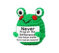Positive Frog Gifts, Emotional Support Gift, Mini Knitted Frog Doll with Positive Card, Creative Emotional Support Frog Plush, Positive Crochet Animals Cute Stuff Gift for Girls Women