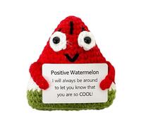 Positive Fruit Crochet - 8x7.5x3cm Emotional-Support Crochet Doll | Fruit Knitted Inspirational Strawberry Doll | Reusable Emotional Inspirational Card For Adults Support Travel