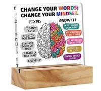 Positive Gifts for Her & Him: Encouragement Growth Mindset Acrylic Desk Plaque Sign with Wood Stand - Keepsake Present
