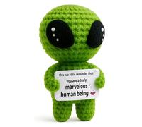 Positive Gifts, Green Alien Plush Toy with Motivational Message, Positive Alien, Emotional Support Gift for Desk Decoration, Office Decor, Sci-Fi Lovers, and Stress Relief