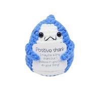 Positive Gifts Shark Cuddly Toy, Emotional Support Shark Plush Toy, Handmade Cuddly Toy with Positive Shark Motif, Companion for Emotional Support, Crocheted for Shark Lovers Women and Men