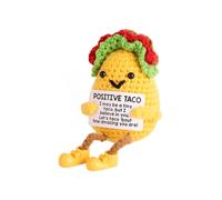 Positive Gifts Taco Crochet - Handmade Optimistic Energy Taco Doll with Positive Cards, Needle Weaving Emotional Support Crochet, Creative Office Home Decoration, Cute Gifts for Friends