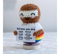 Positive God Crochet Animals Sloth, Emotional Support Crochet Doll Knitted with Positive Card, 2025 Handmade Knitted Dolls Plush for Easter Party Decoration Encouraging Gift