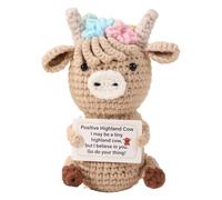 Positive Highlańd cow - Card Positive Crochet Animals | Highlańd cow, With Positives Card - Creative Cute Crochet Doll Cheer Up Keepsake Gift For Friends, Women, Student