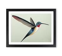 Positive Hummingbird Abstract H1022 WHT Framed Print for Living Room Bedroom Home Office Décor, Wall Art Picture Ready to Hang, Black A4 Frame (34 x 25 cm)