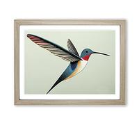 Positive Hummingbird Abstract H1022 WHT Framed Print for Living Room Bedroom Home Office Décor, Wall Art Picture Ready to Hang, Oak A2 Frame (64 x 46 cm)