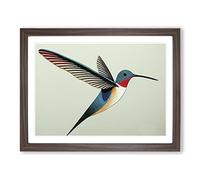Positive Hummingbird Abstract H1022 WHT Framed Print for Living Room Bedroom Home Office Décor, Wall Art Picture Ready to Hang, Walnut A4 Frame (34 x 25 cm)