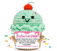 Positive ice Cream Crochet Gifts, Gift for Myself, Fathers Day, Teathers Day, Mothers Day, Boyfriend and Girlfriend Small, Mood-Boosting Desk Decor (ice Cream-Beloved)