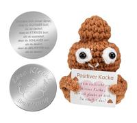 Positive Kacka Doll Pocket Hug Mini Kacka Plush with Card Creative Knitting Wool Poo Doll Small Pocket Hug Lucky Charm Courage Knitted Poo Doll Handmade for Birthday Christmas