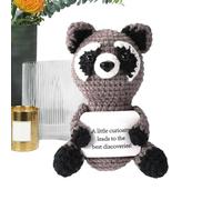 Positive Knitted Animals | Crochet Doll with Inspiration Card | 15 cm, Desk Decoration, Cute Comfort Dispenser for Sympathy Management & Relaxation