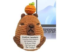 Positive Knitted Doll - Motivational Crochet Capybara Toys,Cute Home Decor, Handmade Stuffed Toys with Inspirational Card for Grief Support Companion