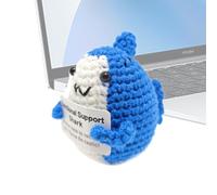 Positive Knitting Shark - Lovely Handmade Emotion Encourage Animal | With Encouragement Card Motivational Knitted Shark Doll Toys, Inspirational Gift, Stress Relief Plush, Toy, Posit