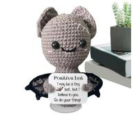 Positive Life Potato, Animals Knitting Doll, 4.41x3.23in Pocket Hug Toy, Creative Wool Bat, Inspirational Affirmation Cards for Kids, Children, Adults, Handmade, Comfort Gift