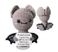Positive Life Potato - Funny Plush, Small Bat | Pocket-Sized Knitting Doll with Inspirational Note for Boys, Girls, Adults, Comfort Gift Idea, Novelty Keepsake, Mental Boost, Smile Giver Toy