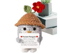 Positive Life Potato - Funny Positive Penguin, Christmas Crochet Animal Doll | Positive Pocket Potato Penguin Hug Doll, Handmade Crochet Knitted Penguin Decoration, for Men, Women, Family, Friends