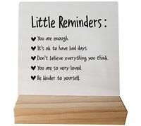 Positive Little Reminders You are Enough Desk Wood Plaque Sign with Wooden Stand,Dorm Signs for College Girls, Inspirational Signs Decor for Office Dorm Desk,You Are Enough Gifts