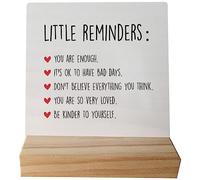 Positive Little Reminders You are Enough Desk Wood Sign with Wooden Stand,Dorm Signs for College Girls, Inspirational Signs Decor for Office Dorm Room Desk,Back to School Gifts for College Students