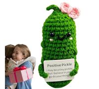 Positive marinade, emotional support, cucumber, crocheted doll with positive card, cute ornament, crocheted, cucumber, knitted plush doll for women, boys, girls