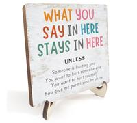 Positive Mental Health Office Decor Rustic Desk Decor Therapy Office School Counselor CBT Therapist Counseling Wood Sign Psychology Decoration for Home Farmhouse Table Shelf Plaque with Wood Stand