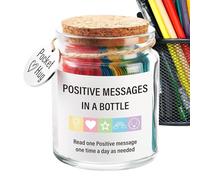 Positive Messages in a Bottle, Small Inspirational Jar with Motivational Support Cards, Wellness Encouragement Supplies, 3.31 x 2.17 x 2.72 inches, Perfect for Motivation and Mindfulness