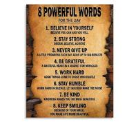 Positive Mindset Poster 8 Powerful Words for The Day Canvas Print for Living Room and Study Decor(Framed,08x12inch(20x30cm))