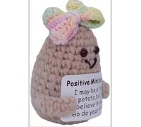 Positive Mini Potato Crochet Plush Toy, Motivational Gift, 7cm x 4cm