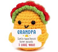 Positive Mini Taco Emotional Support Plush - Handmade Crochet Stress Relief Gift for Women, Men, Friends - Perfect Christmas, Birthday, Fall Thanksgiving Decor & Daily Encouragement (Grandpa Gifts)
