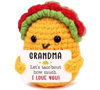Positive Mini Taco Emotional Support Plush - Handmade Crochet Stress Relief Gift for Women, Men, Friends - Perfect Christmas, Birthday, Fall Thanksgiving Decor & Daily Encouragement (Grandma Gifts)