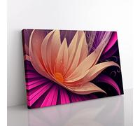 Positive Modern Flower Art Canvas Wall Art Print Ready to Hang, Framed Picture for Living Room Bedroom Home Office Décor, 50x35 cm (20x14 Inch)